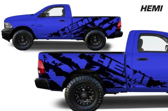 Kit d'autocollants latéraux en vinyle éclaboussures de boue style Hemi pour Dodge Ram 1500-3500 2009–2018