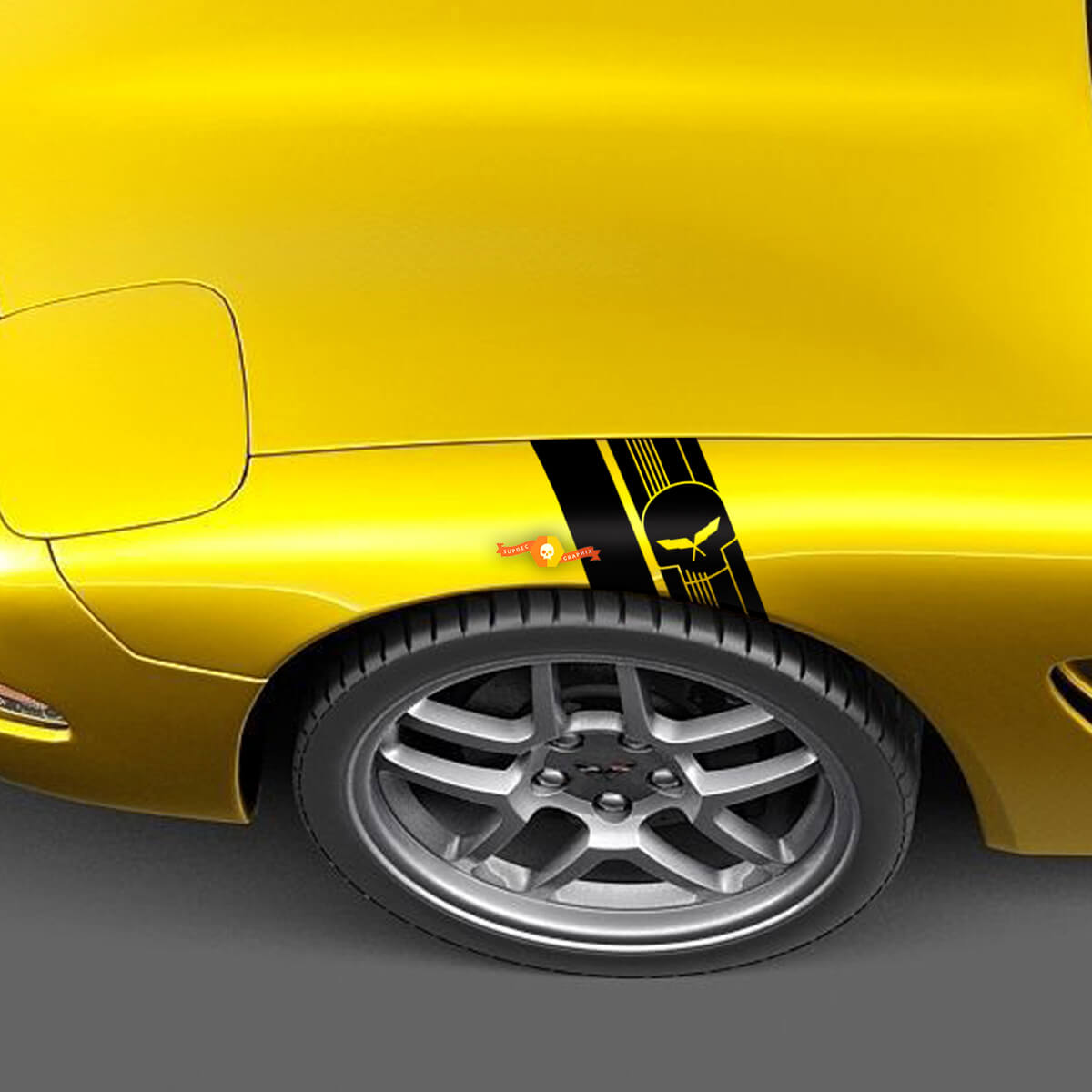 Le hachage de l’aile de Chevrolet C5 Corvette marque le crâne du punisseur de Jake Autocollant autocollant
