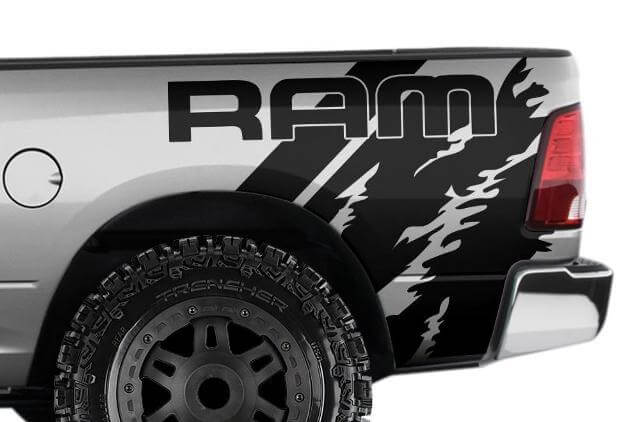 Kit de décalcomanies latérales arrière style usé Ram pour Dodge Ram 1500-3500 2009-18