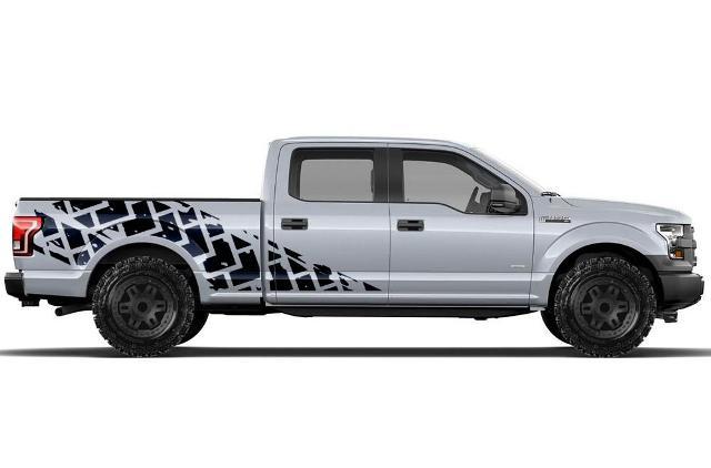 Ford F-150 (2015-2017) Supercrew 6.5 Bed Kit d'autocollants en vinyle personnalisés - Traces de pneus
