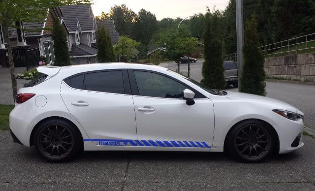 Autocollant Vinyle Latéral à Bandes de Course pour Mazda Mazda3 2010-2018