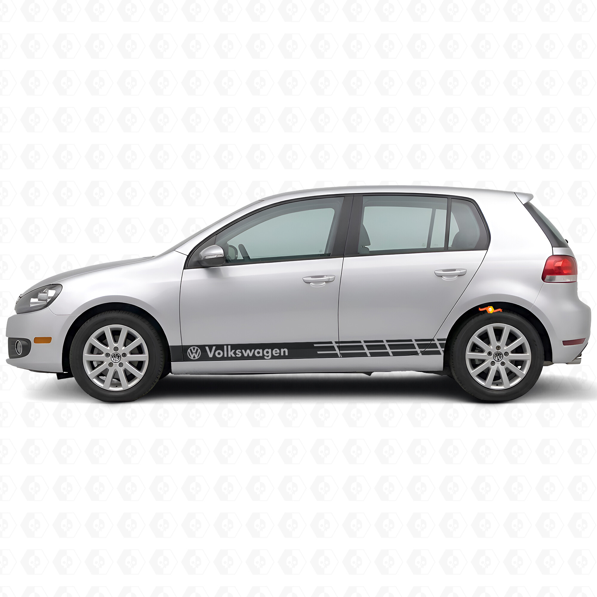 Autocollant Vinyle Bandes de Course Logo VW Latérales pour Volkswagen Golf