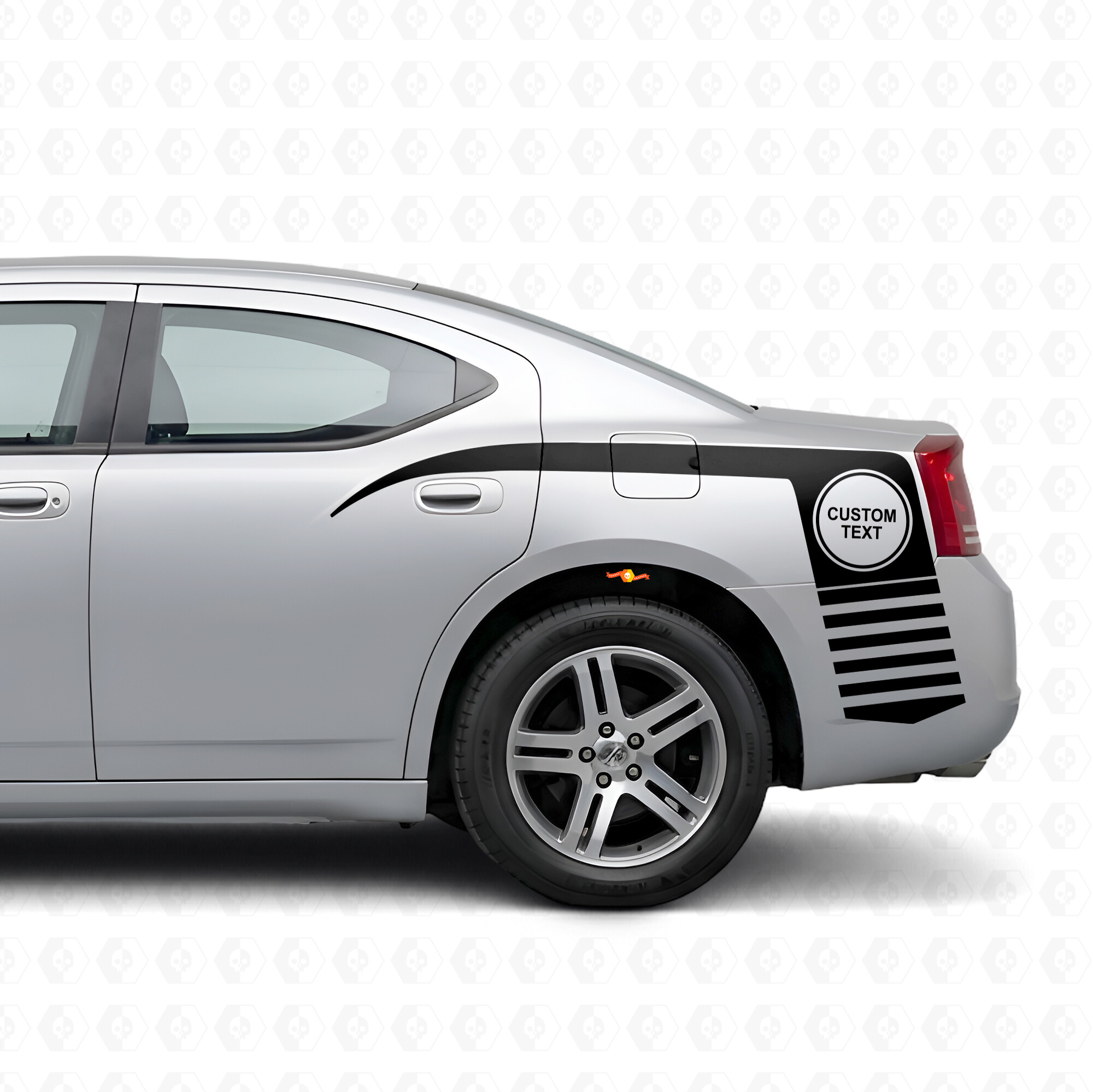 Autocollant vinyle personnalisé en cercle et rayures griffées latérales pour Dodge Charger 2006-2010