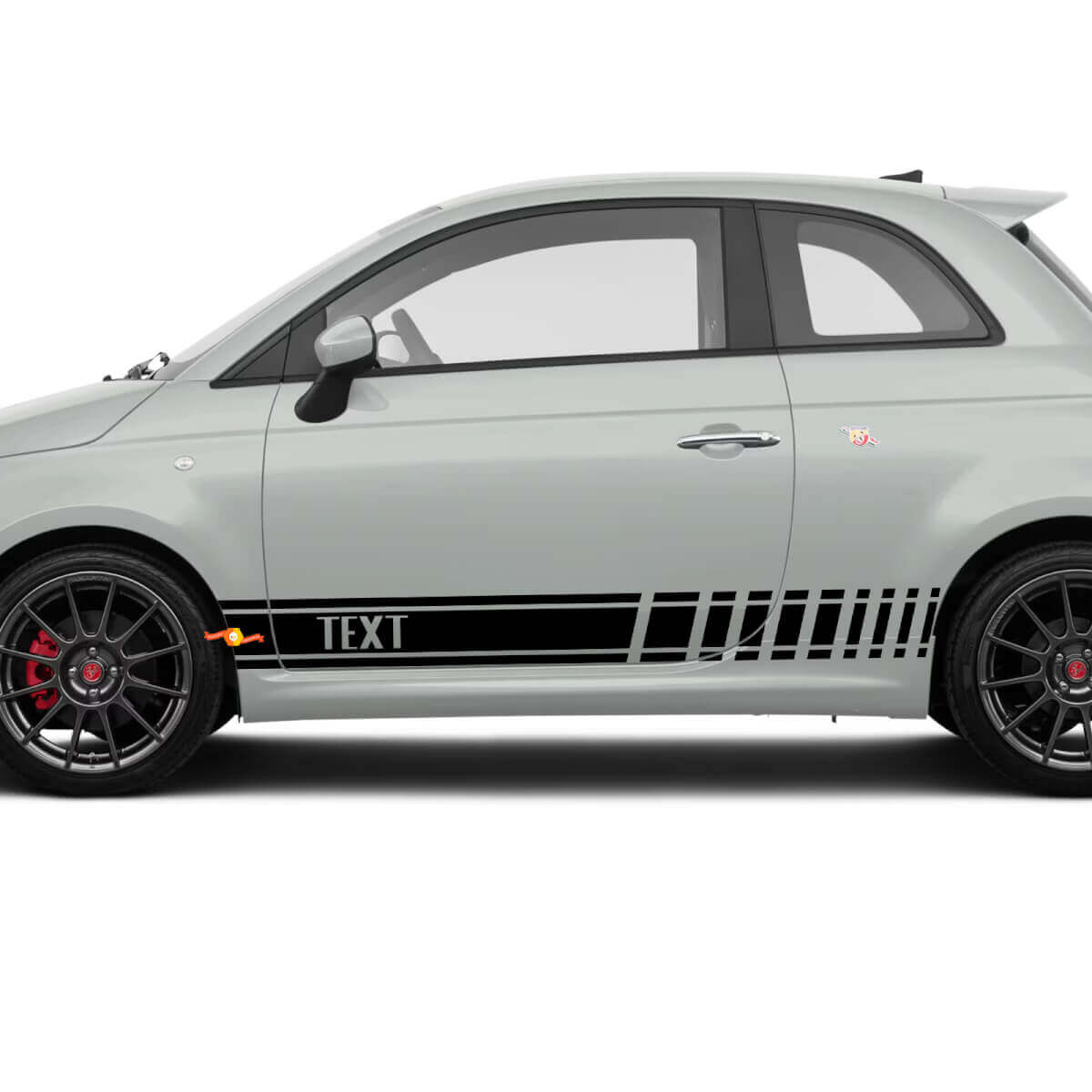 Autocollant vinyle course avec texte personnalisé pour Fiat 500 Abarth
