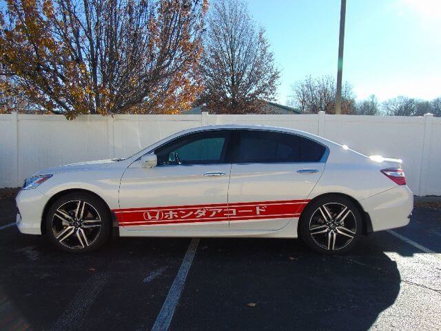 Kit d'autocollants en vinyle avec bandes latérales de course japonaises pour Honda Accord