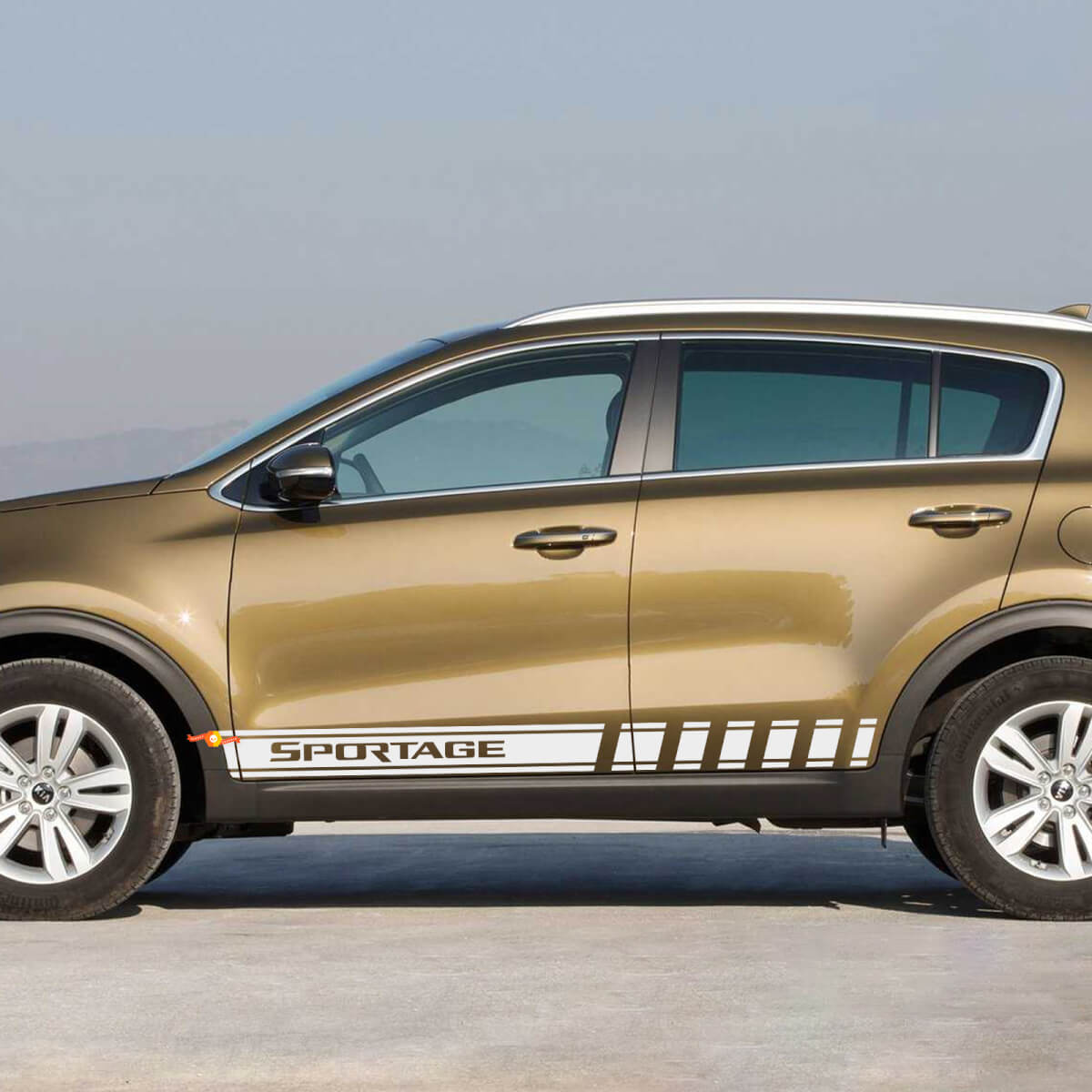 Autocollant en vinyle à rayures latérales de course adapté à Kia Sportage
