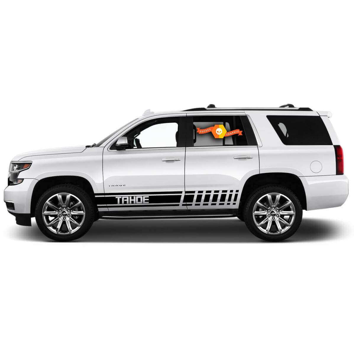 Set d'autocollants en vinyle bandes style course pour bas de caisse Chevrolet Tahoe