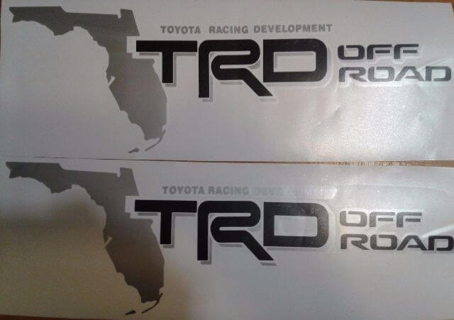 Autocollant TRD Off Road, map florida Sticker tundra tacoma toyota noir mat (ensemble)