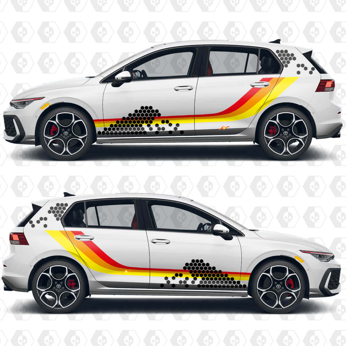 Kit d’autocollants en vinyle à bandes latérales motif nid d’abeille Heritage pour VW Volkswagen Golf