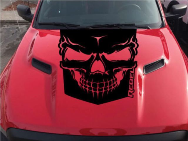 2015-2017 Dodge Ram Rebel Graphique Crâne Capot Camion Vinyle Autocollant Autocollant Options Couleur

