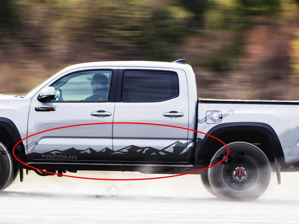 Kit d'autocollants en vinyle pour bas de caisse style montagne pour Toyota Tacoma 2004-21