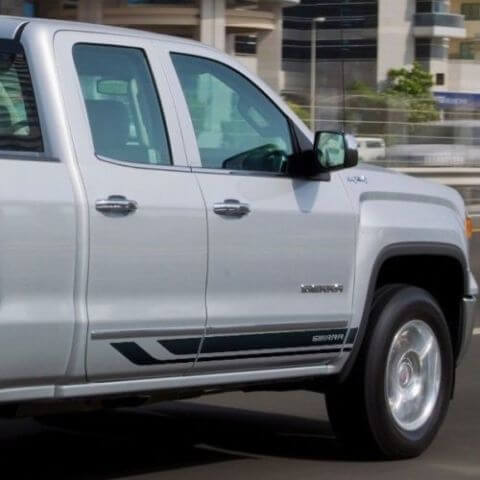 Autocollant graphique de panneau de porte latéral avec logo rayures affûtées pour GMC Sierra