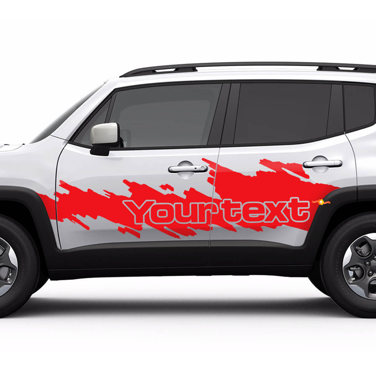 Autocollant en vinyle graphique éclaboussure de texte personnalisé pour portes latérales Jeep Renegade