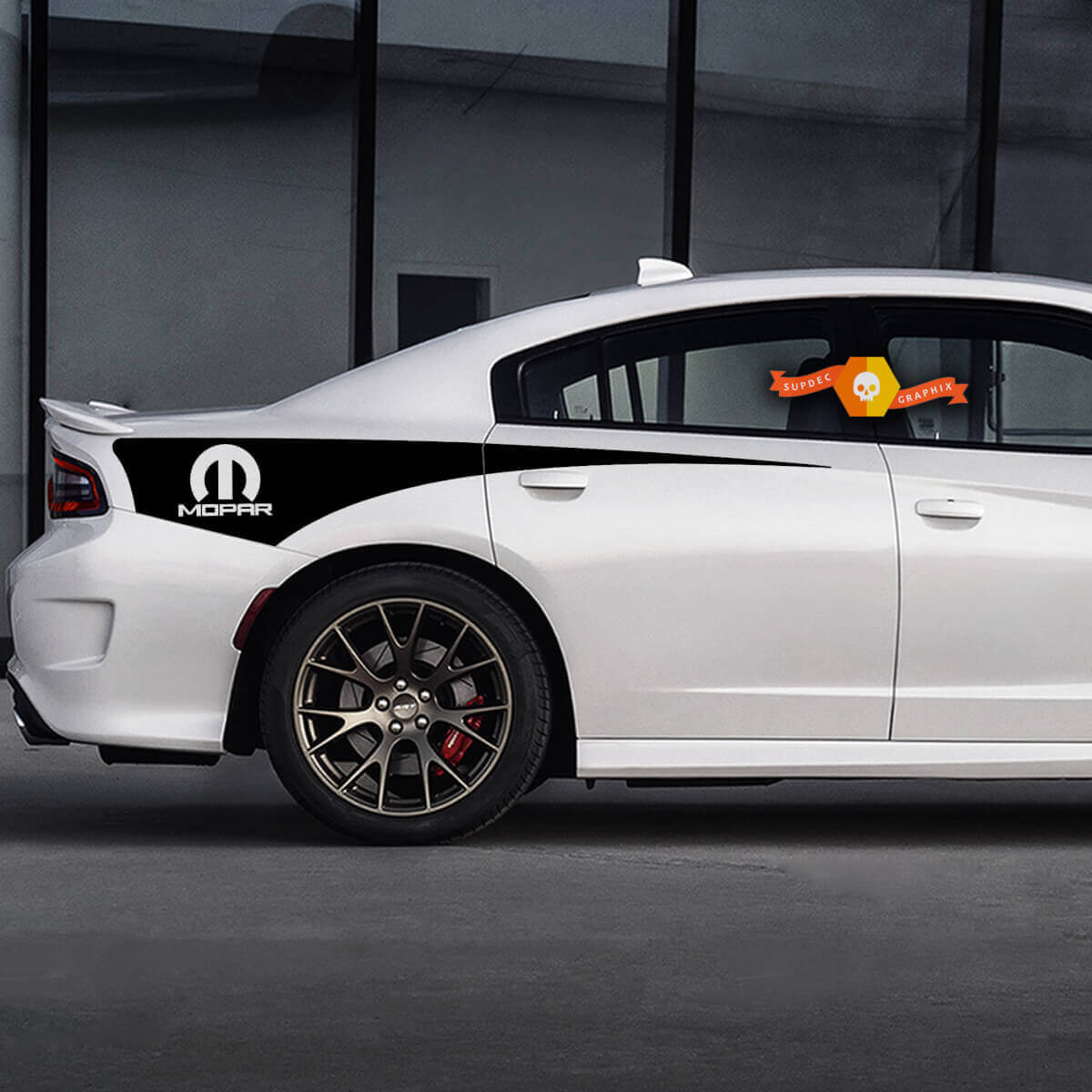 Autocollant en vinyle bandes style Mopar pour bas de caisse Dodge Charger 2015-2017