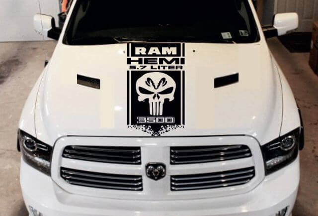 DODGE RAM HEMI 5.7L 3500 2500 1500 1xHOOD DECAL graphique vinyle autocollant autocollant logo