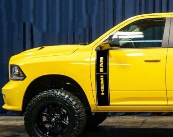 Dodge Ram 1500 RT HEMI côté porte graphique Stripe autocollant autocollant 2009 2016 personnalisé