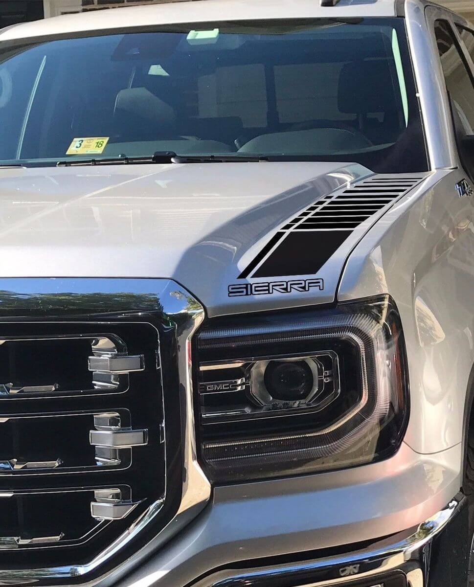 2 Camion vinyle autocollant course autocollant Stripes GMC Sierra capot usine style graphix