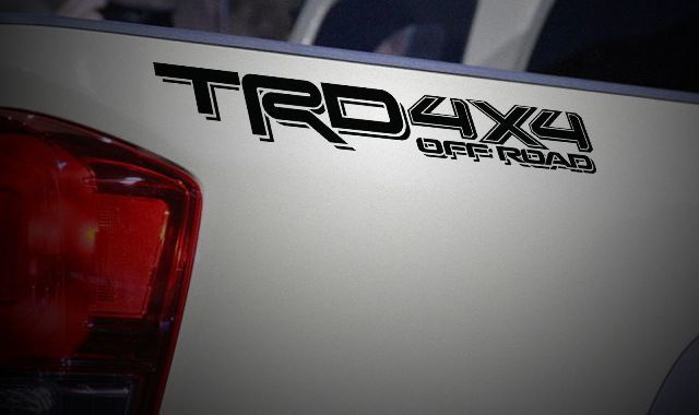 Autocollants vinyle latéraux de benne tout-terrain style TRD 4x4 pour Toyota Tacoma 2016