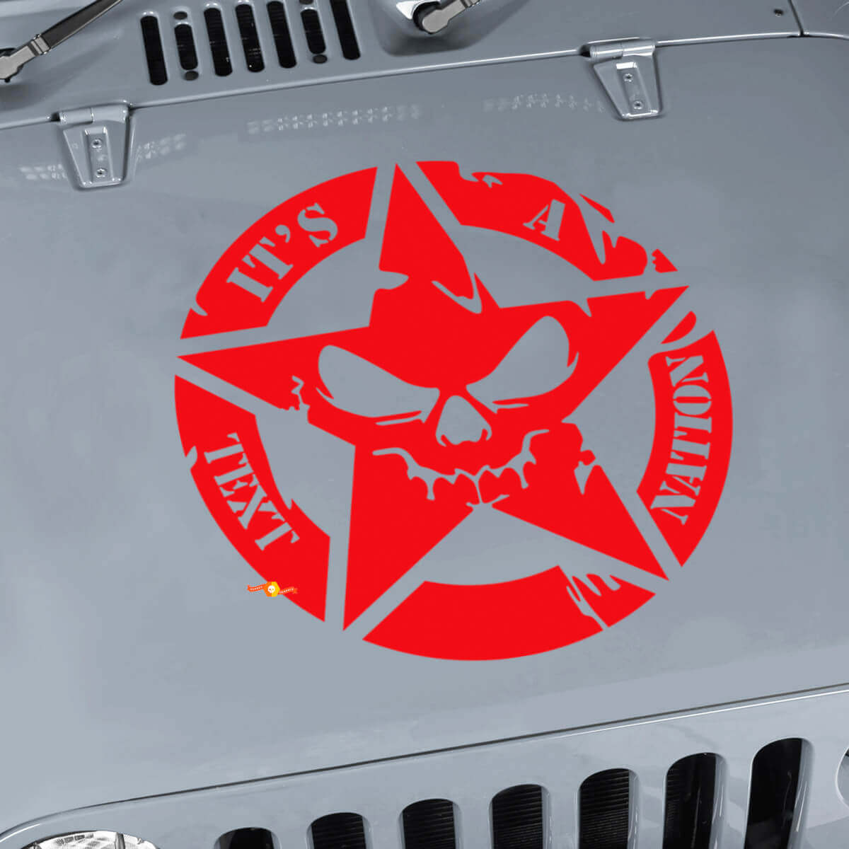 Autocollant personnalisé Capuche Tête de Mort Étoile Militaire pour Jeep Wrangler