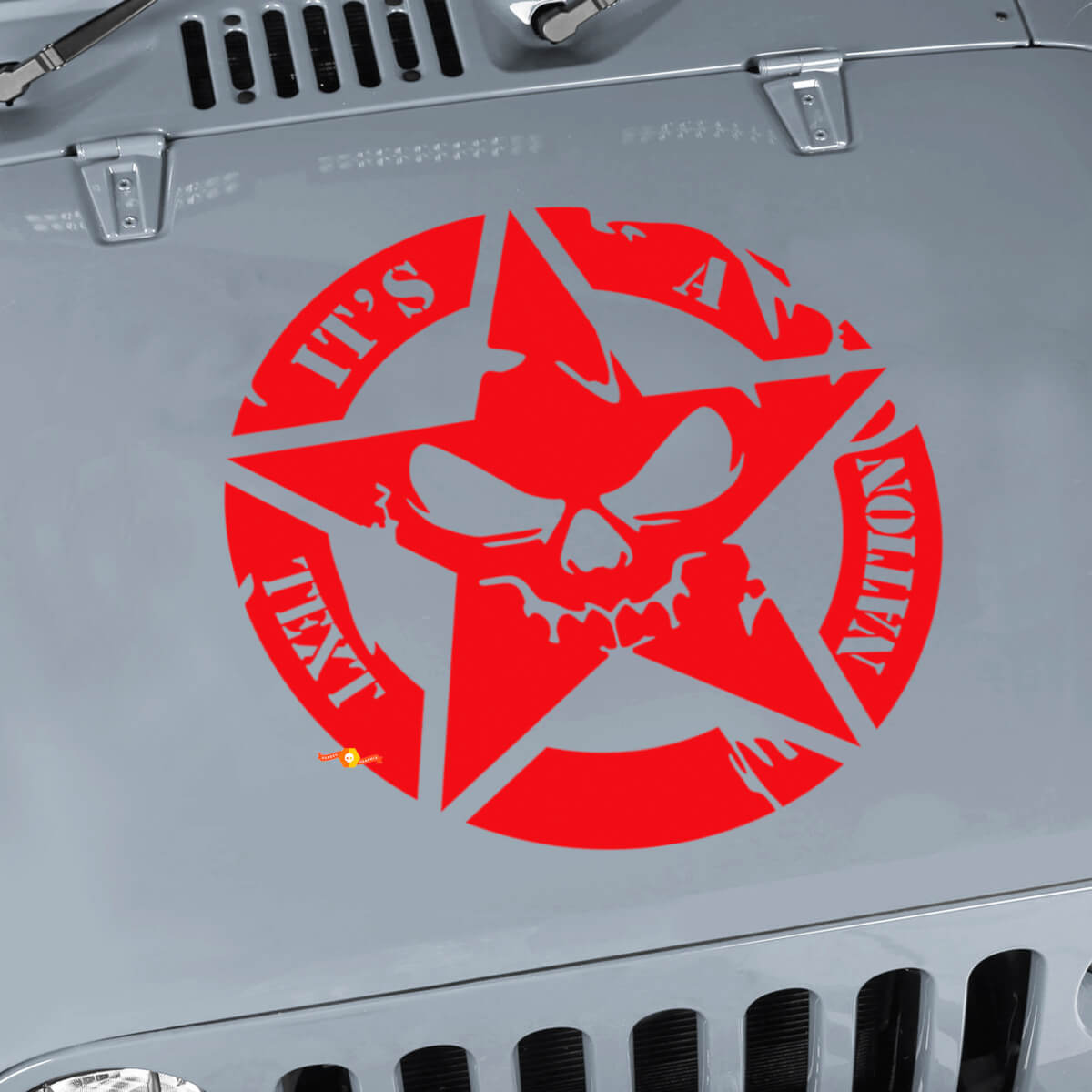 Autocollant vinyle personnalisé Tête de mort étoile militaire pour capot Jeep Wrangler JK CJ TJ