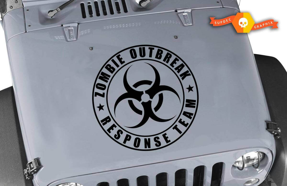 Autocollant en vinyle pour capot Équipe d'intervention en cas d'épidémie de zombies pour Jeep Wrangler