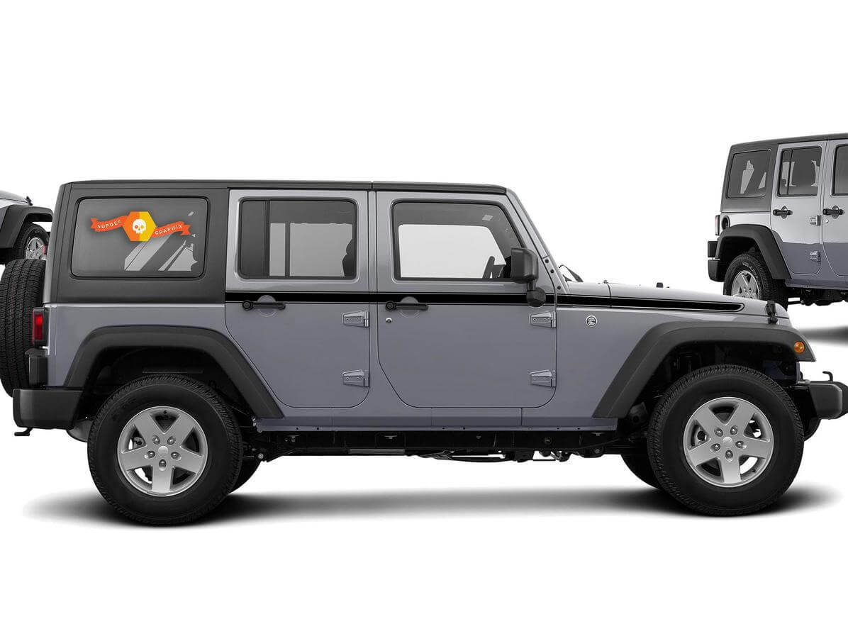 Kit d’autocollants latéraux en vinyle Rubicon Recon Chief Stripes pour Jeep Wrangler JK JKU