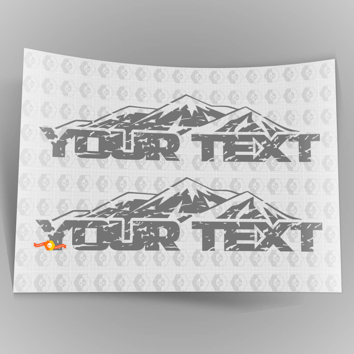 Autocollant Vinyle Personnalisé Texte Montagne Rayé Usé Capot pour Jeep Wrangler