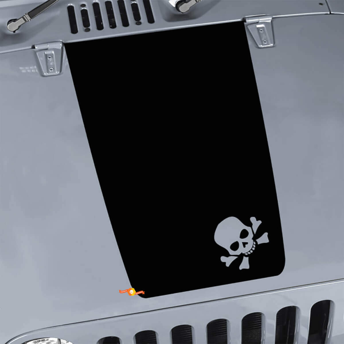 Autocollant en vinyle noir Opacité Capot Tête de mort pour Jeep Wrangler JK TJ YJ JL
