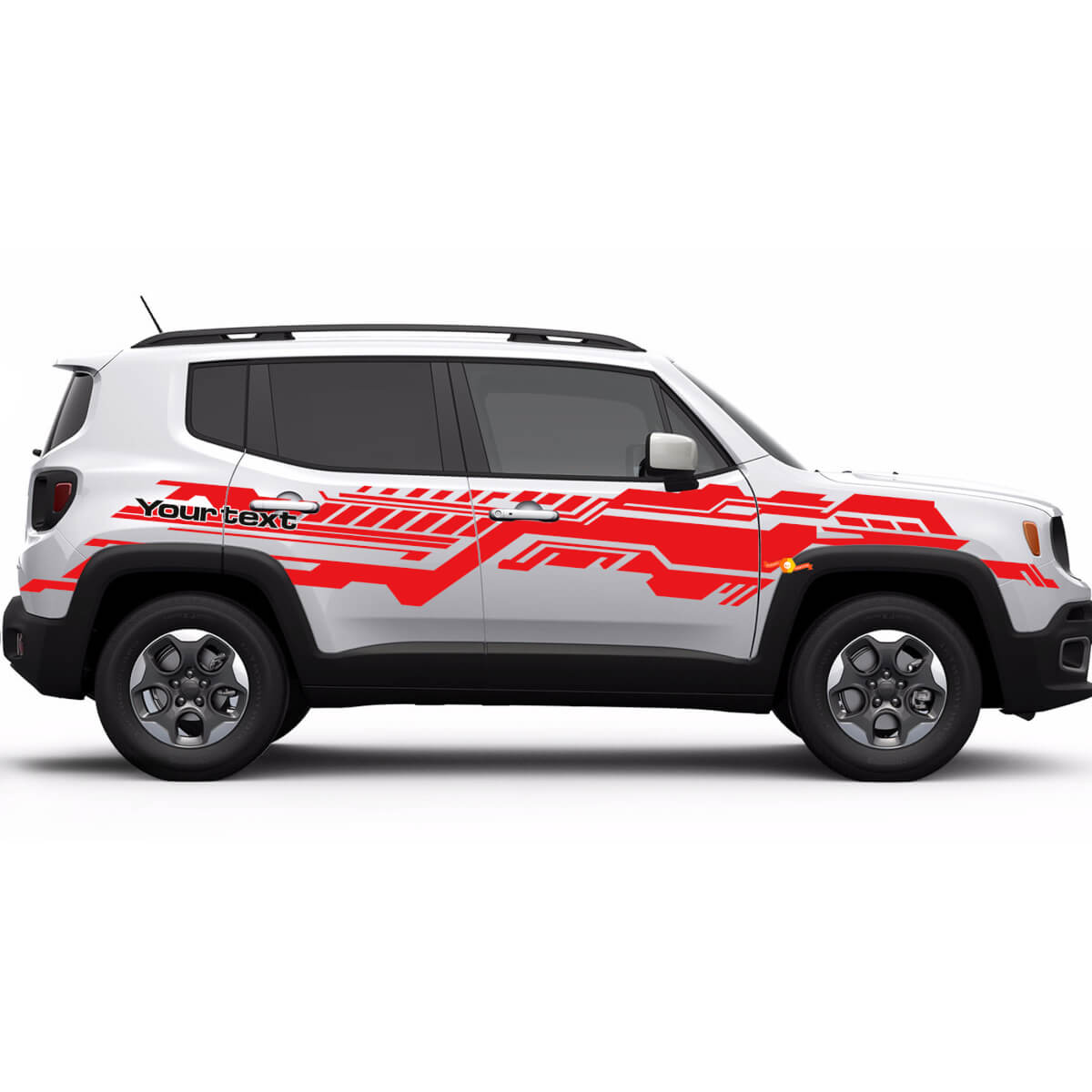 Sticker autocollant en vinyle à rayures graphiques techniques personnalisées pour Jeep Renegade