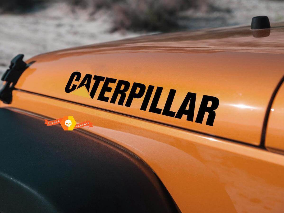 Autocollant Vinyle Capot Style Caterpillar pour Jeep Wrangler JL JK TJ YJ