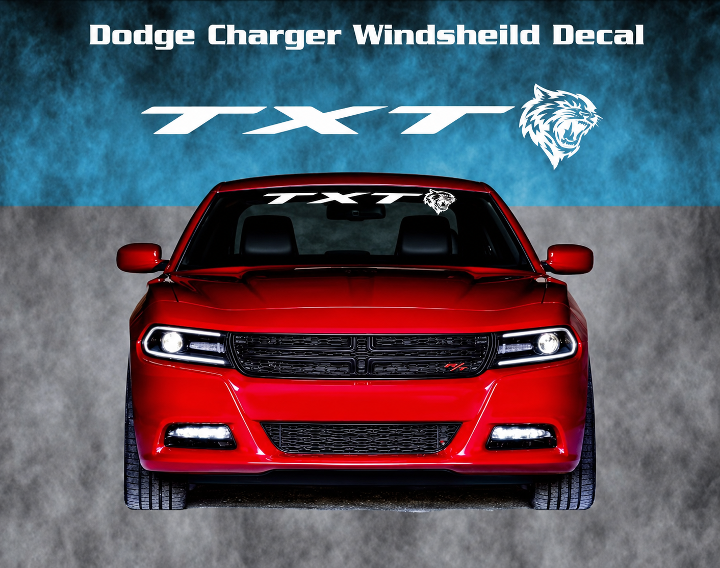 TXT Cat Head Banner Pare-brise Autocollant vinyle pour Dodge Charger Hellcat