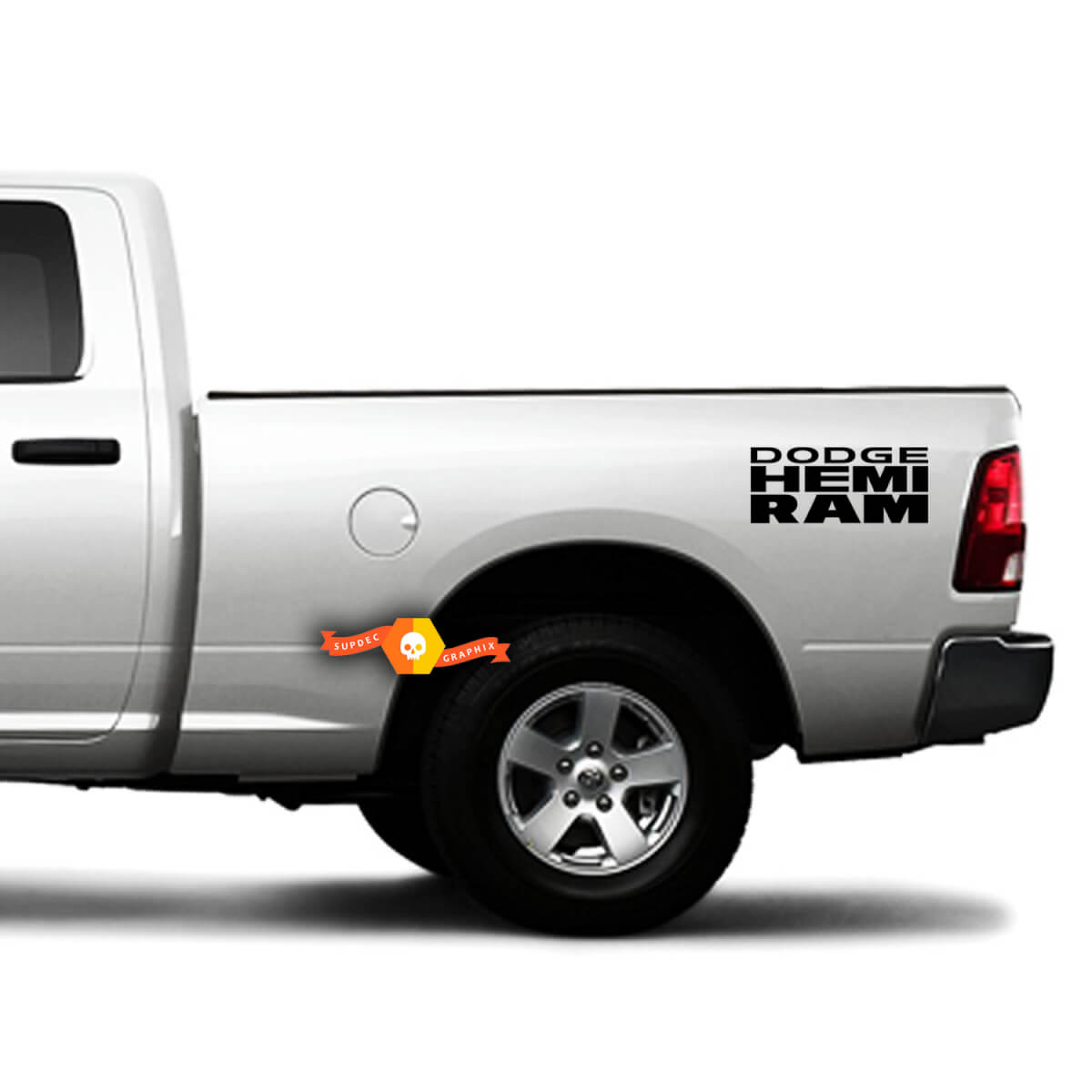 Autocollant vinyle lettrage Hemi et Ram pour flanc de benne Dodge Ram 1500