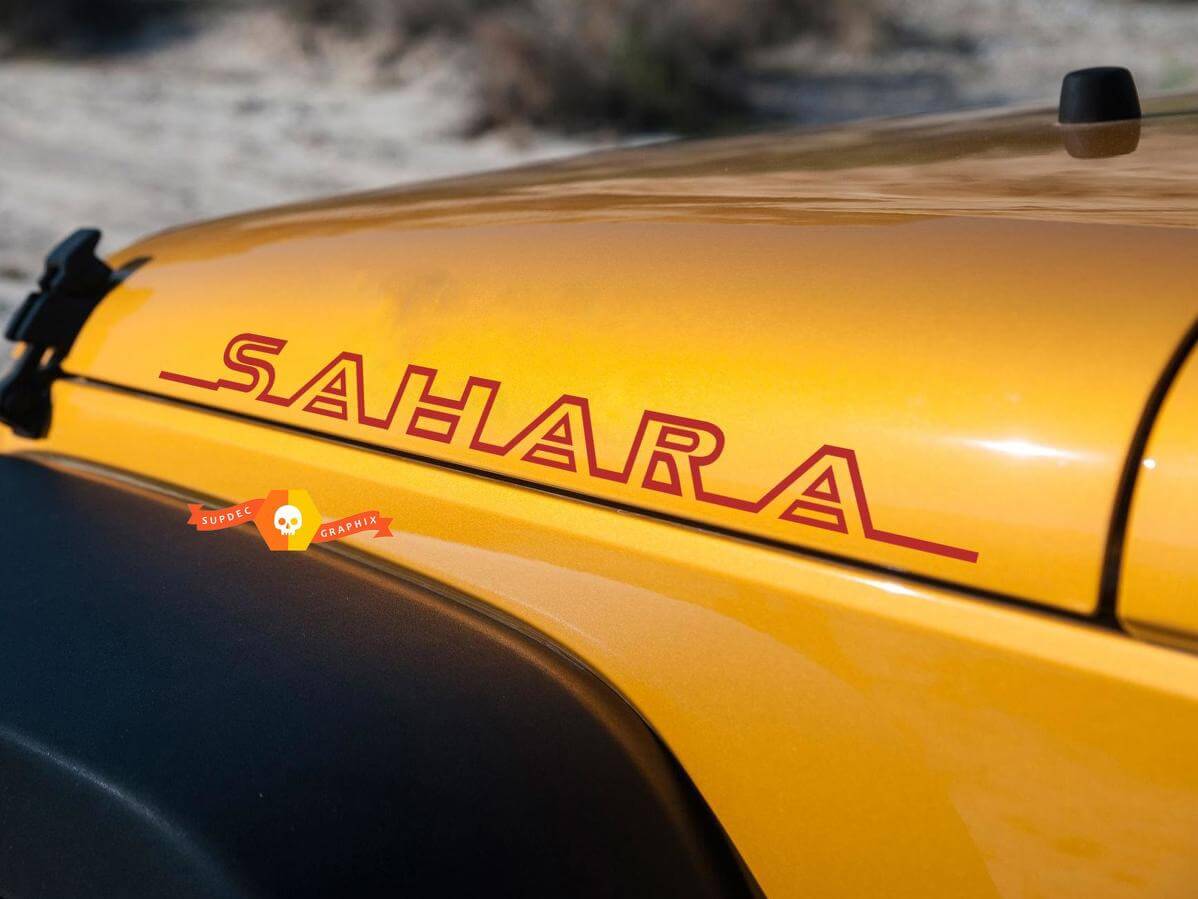 Jeu d'autocollants latéraux en vinyle Outline Sahara pour capot de Jeep Wrangler