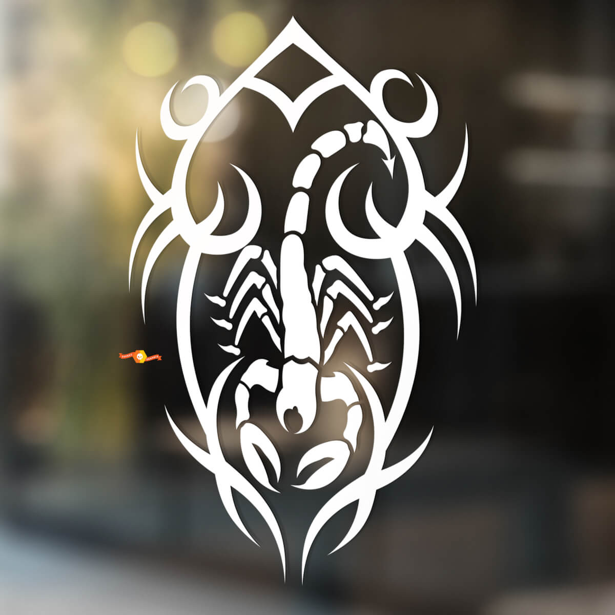 Autocollant Vinyle Universel Scorpion Style Tribal avec Lignes Abstraites