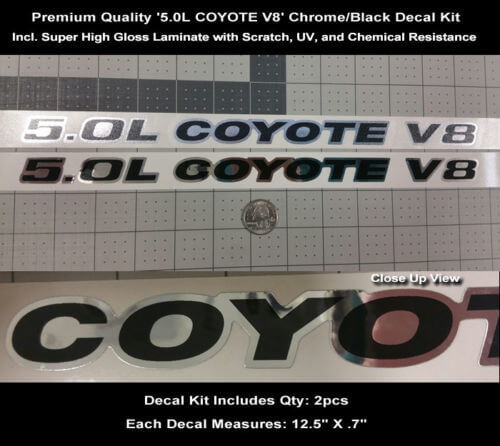 Kit de décalcomanie en vinyle pour prise d'air de capot chromée 5.0L Coyote V8 pour Musclecar Musclecar modèle