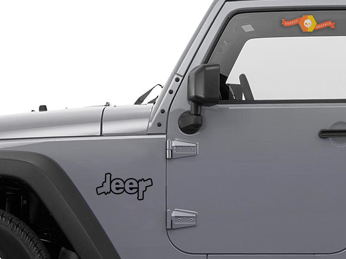 JEEP Vinyl contour Autocollants Décalcomanies Lite GUNS ENSEMBLE DE 2 Cherokee Wrangler Renegade
