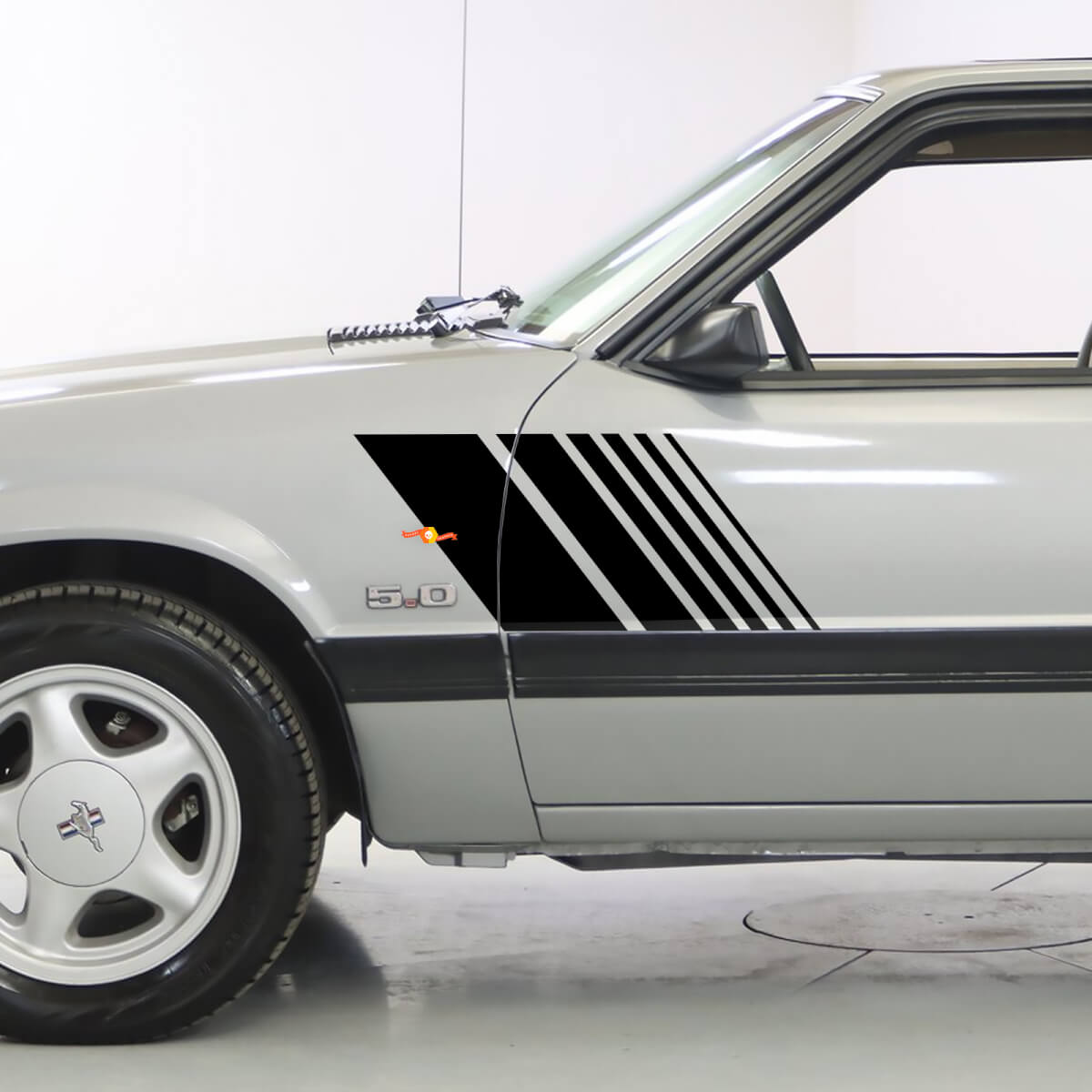 1979-1993 Ford Mustang Faded Stripes Side Stripes Strobe Stickers Decs Kit 79- 93
