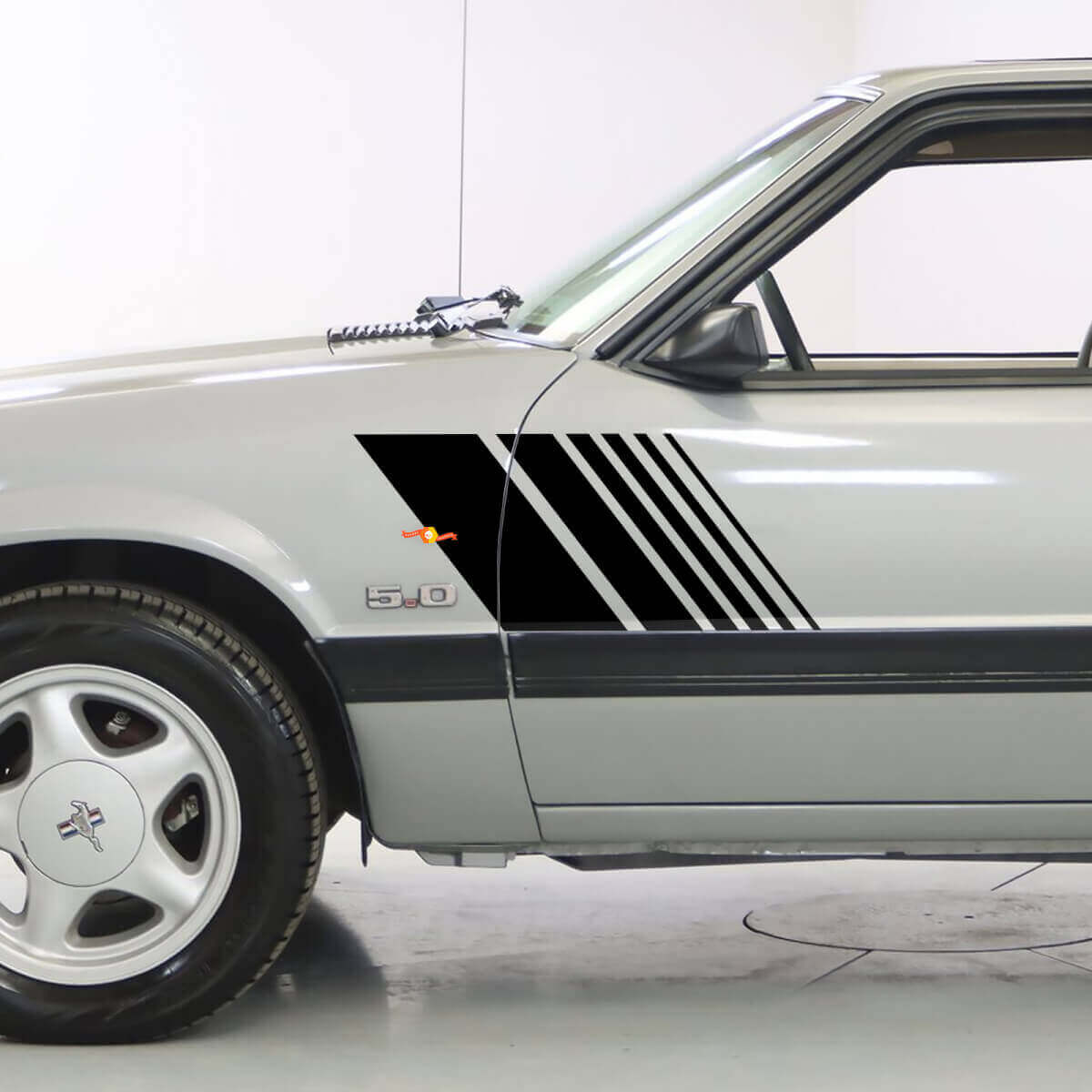 Kit d'autocollants vinyle bandes latérales stroboscopiques pour Musclecar Mustang 1979-93