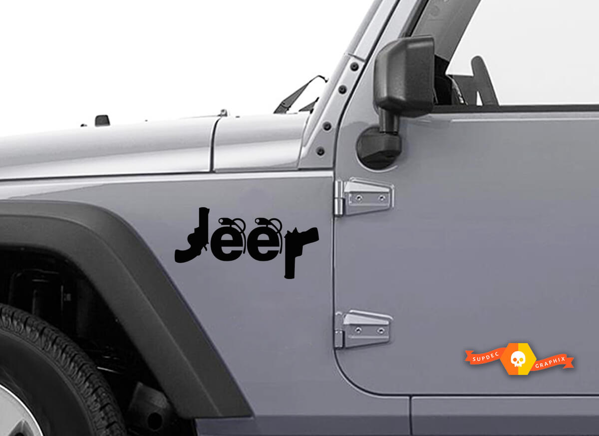 JEEP Stickers pistolets grenades Stickers Set de 2 Wrangler Compass Renegade Cherokee