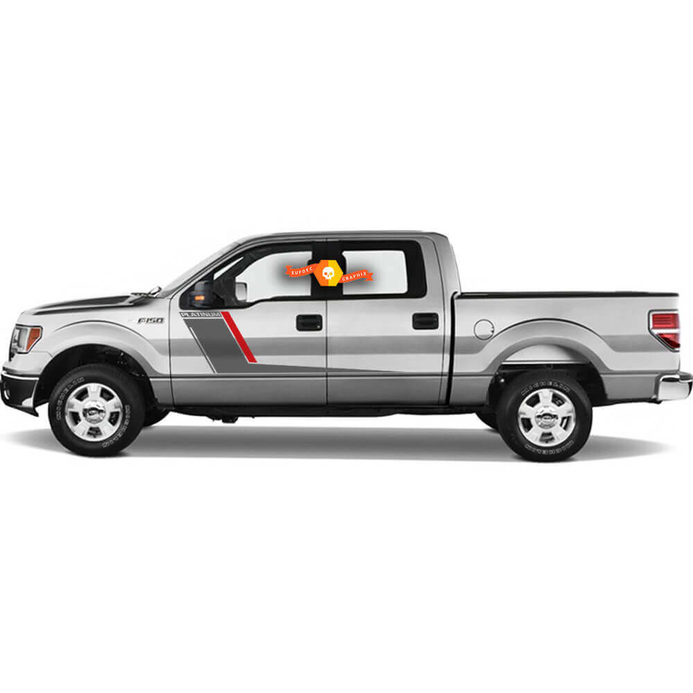 Autocollants Décoratifs Bandes Latérales Platine Duo Couleur Vinyle pour Ford F-150