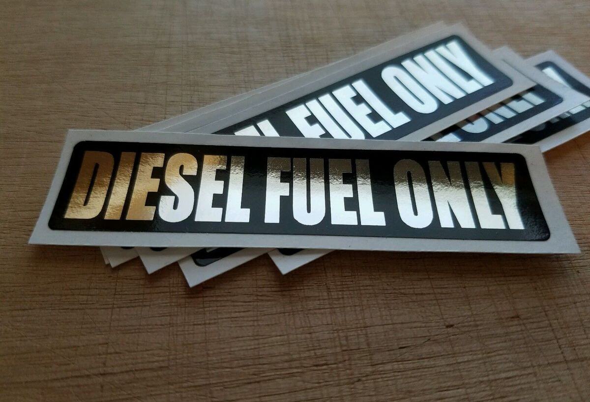 Autocollant en vinyle pour trappe à carburant Diesel uniquement pour voitures