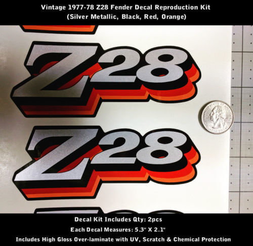 Kit d'autocollants Z28 Camaro, 2 pièces, garde-boue 1977 1978, Vintage rouge Orange 5.3 