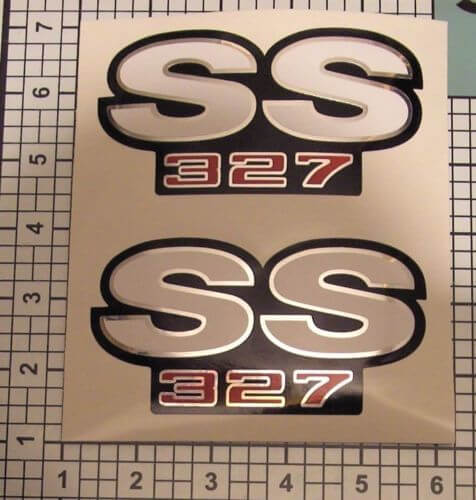 Autocollants SS Decals 327 Camaro Chrome Rouge Noir Blanc Fender NICE 2024
