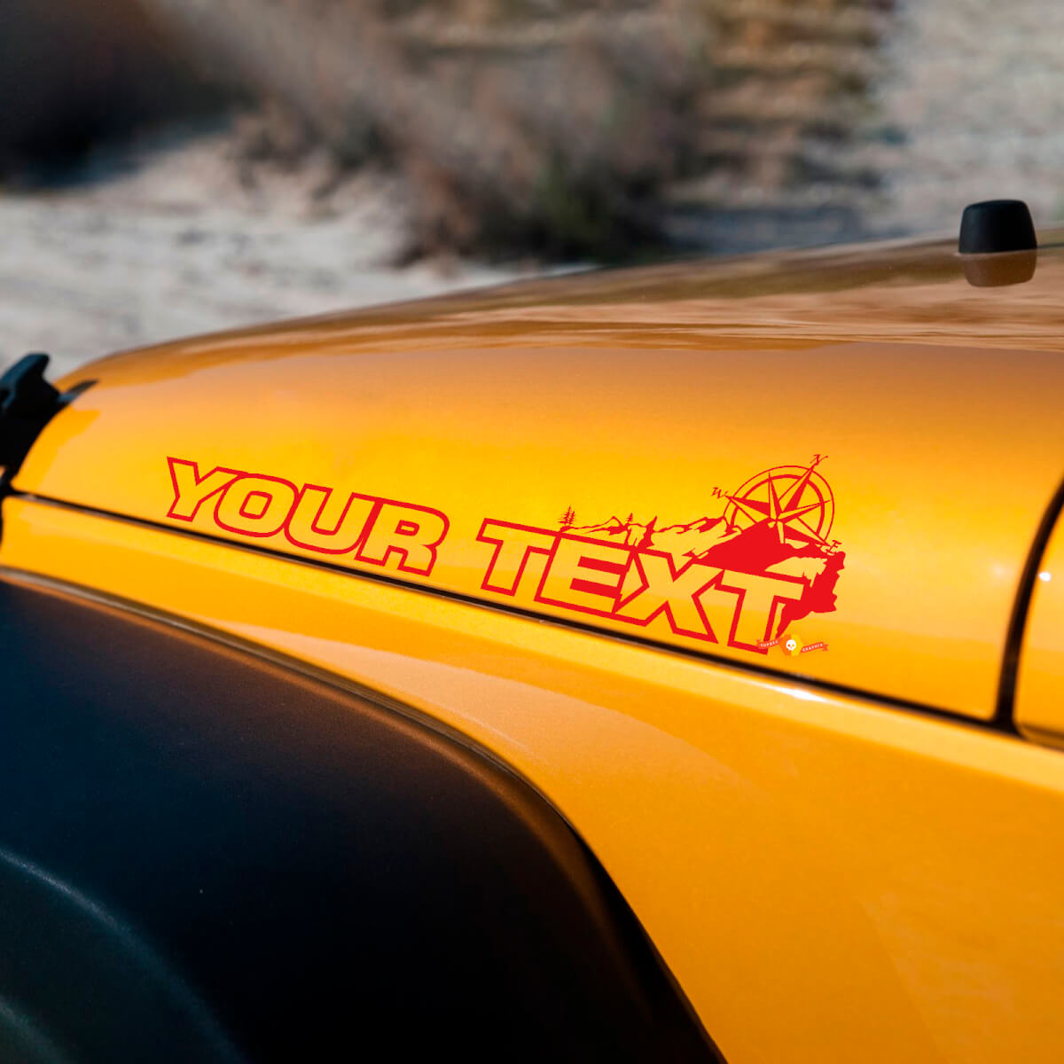 Paire Jeep Wrangler Rubicon Vinyl Hood Stickers Décalcomanies Illimité ou TEXTE PERSONNALISÉ
