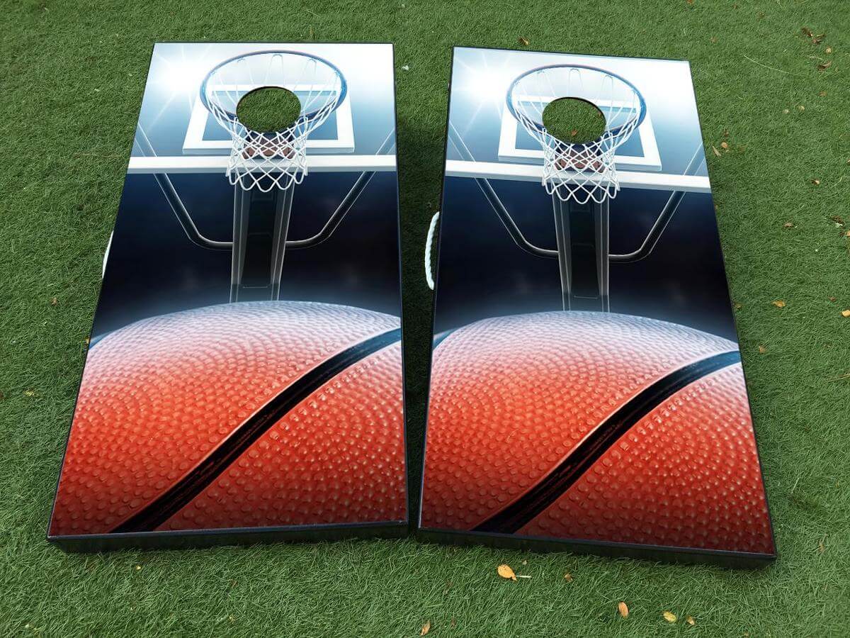 Ensemble de décalcomanies en vinyle pour planche de cornhole avec panier de basket