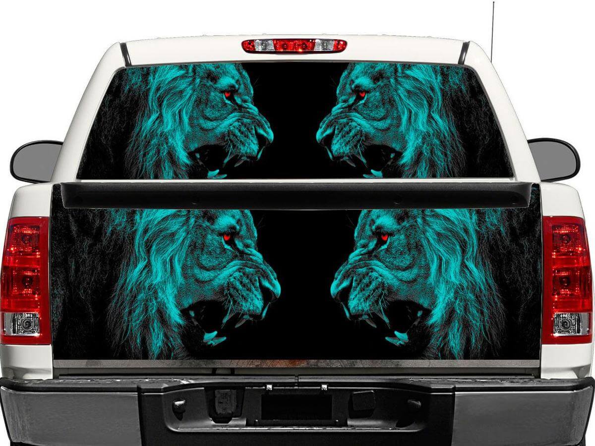 Autocollant Vinyle Angry Lions pour Vitre Arrière ou Hayon de Pick-Up et SUV