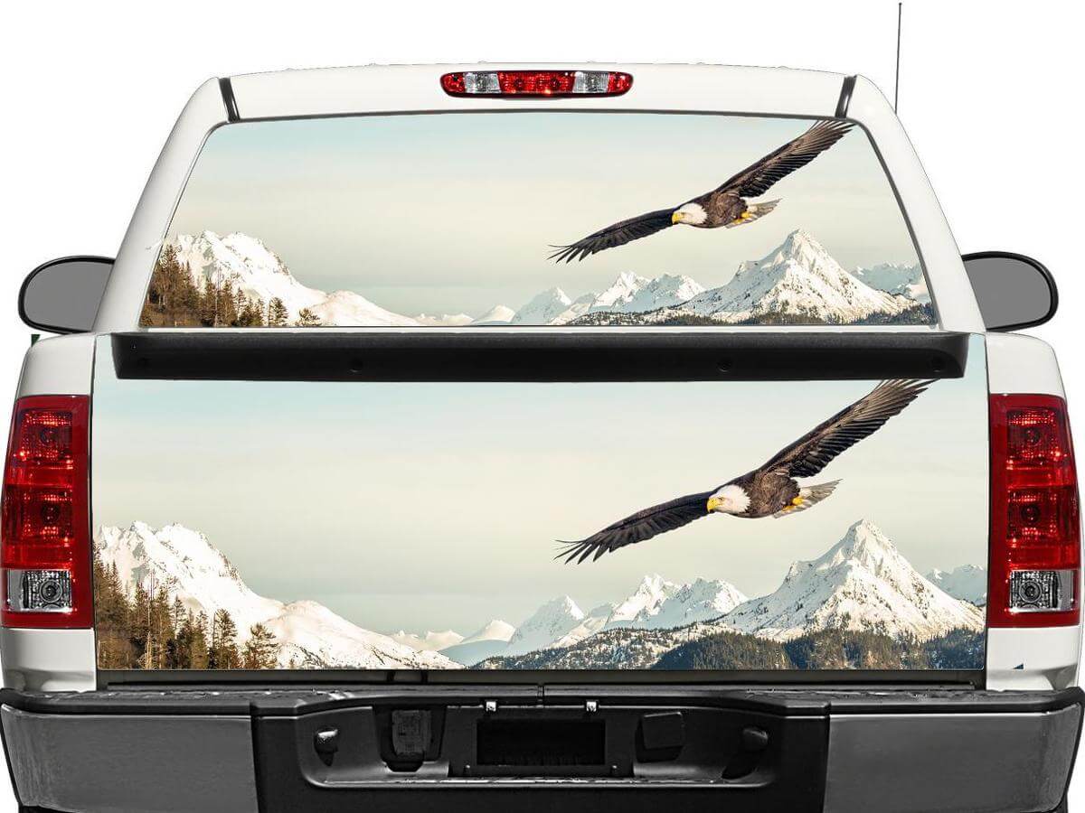 Autocollant Vinyle Aigle Royal Montagne pour Vitre Arrière ou Hayon de Camion SUV Voiture