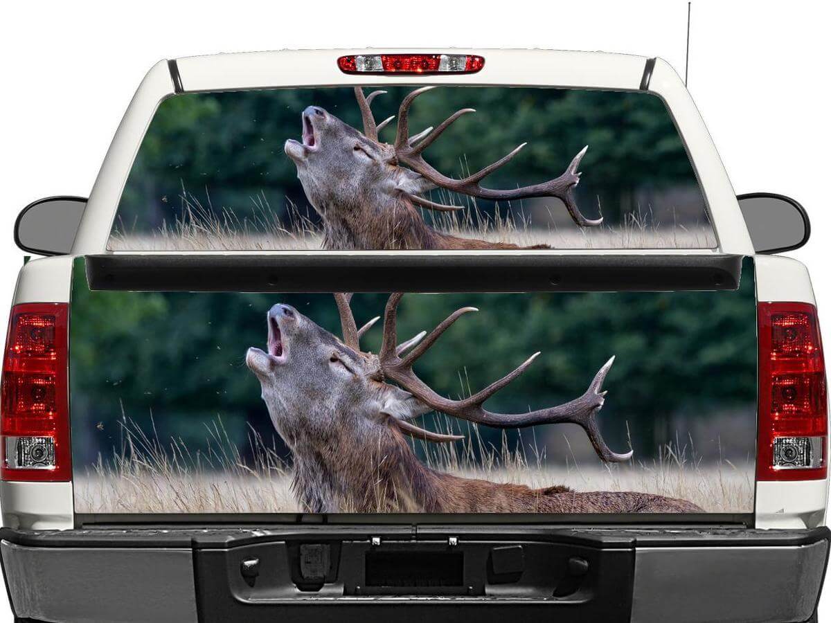 Autocollant Vinyle Nature Cerf pour Lunette Arrière ou Hayon de Pick-up et SUV