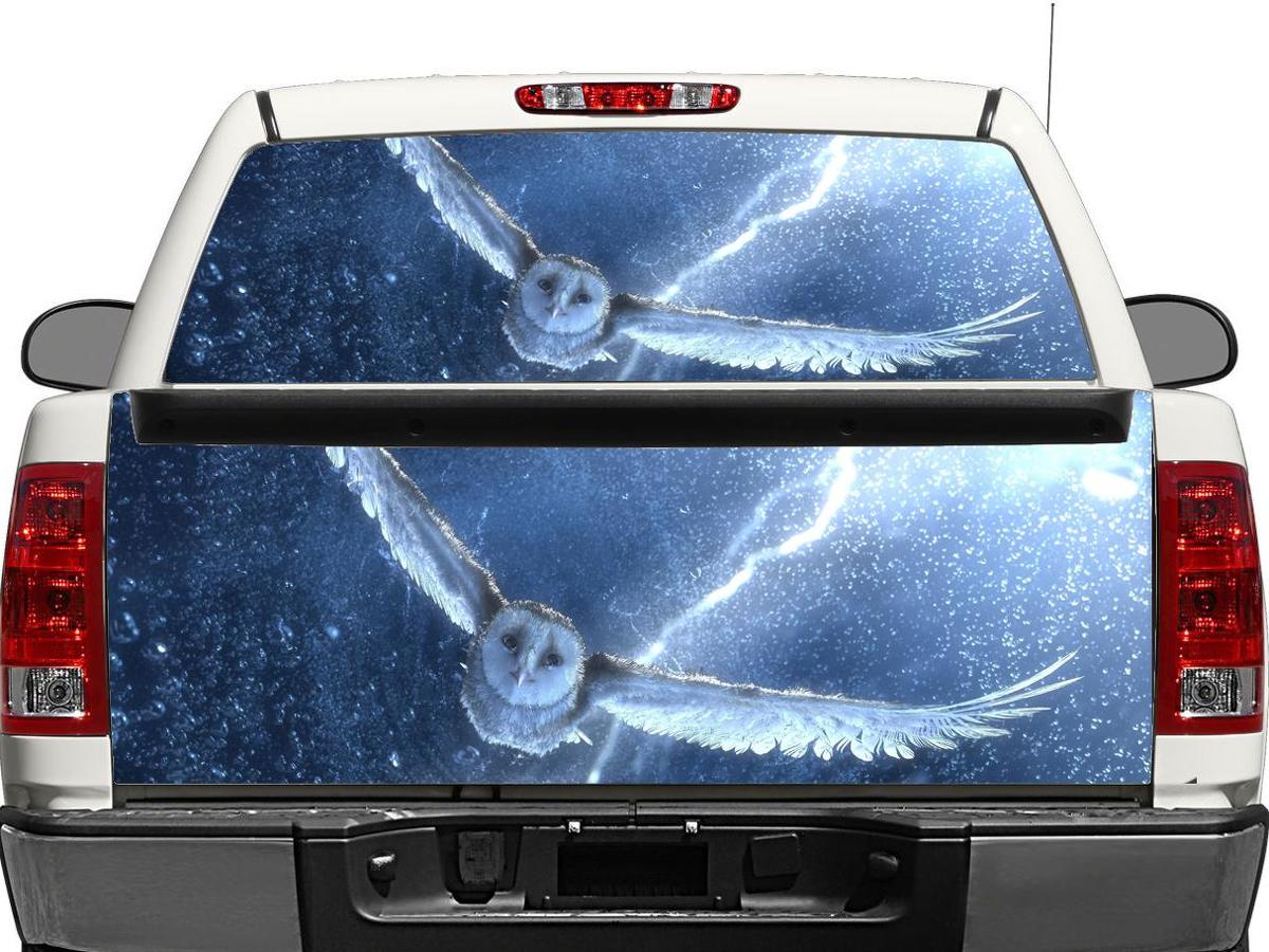 Autocollant en vinyle Chouette Harfang pour lunette arrière ou hayon de pick-up et SUV