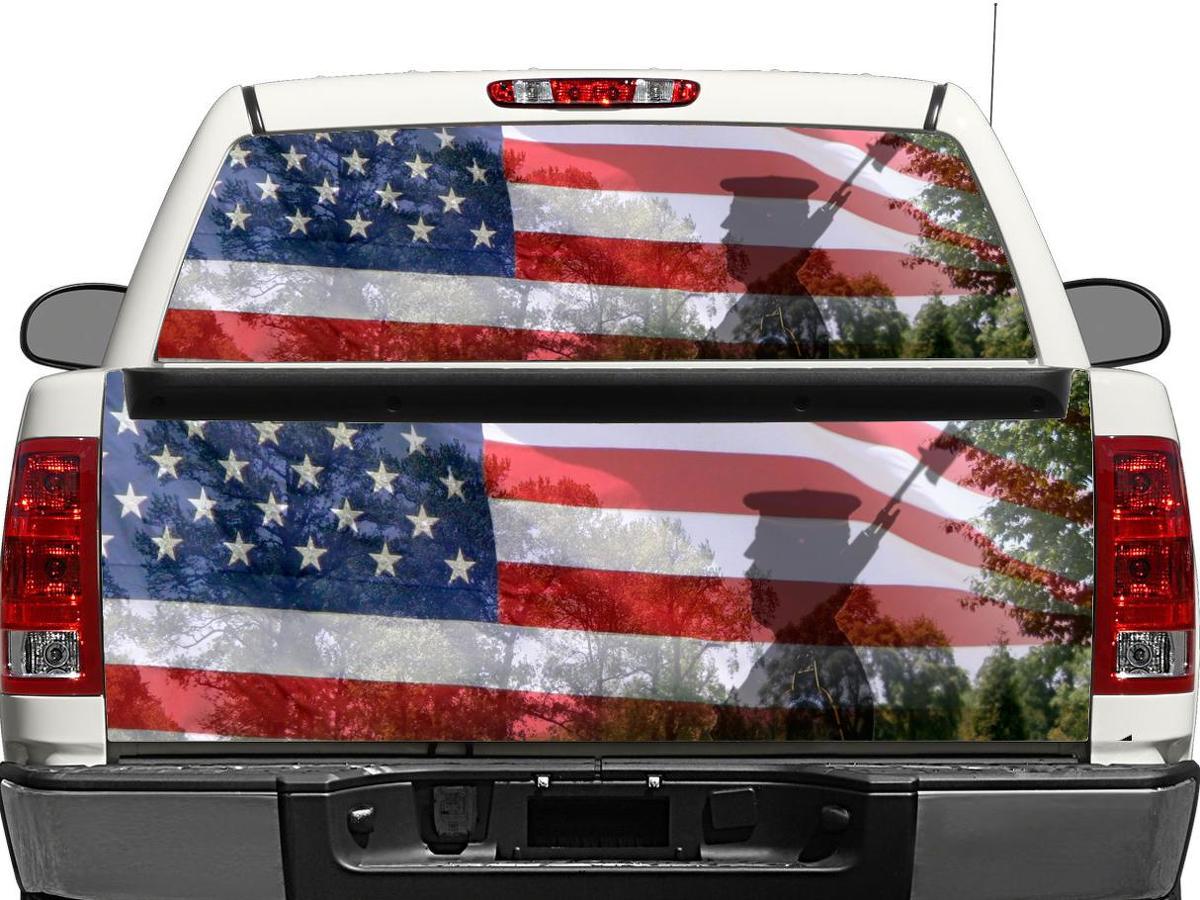 US USA américains militaires vétérans fenêtre arrière ou hayon autocollant autocollant camionnette SUV voiture